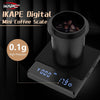 IKAPE Mini Digital Coffee Scale with Timer, 2kg/0.1g High Precision Rechargeable Drip Espresso Scale, Tare Function LED Display