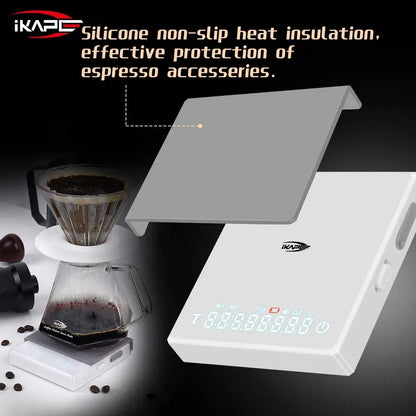 IKAPE Mini Digital Coffee Scale with Timer, 2kg/0.1g High Precision Rechargeable Drip Espresso Scale, Tare Function LED Display